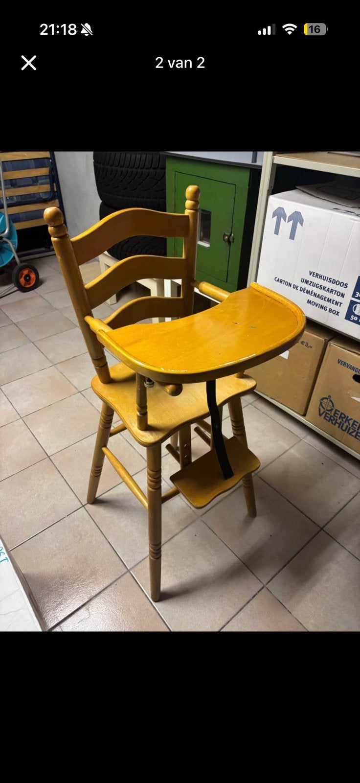 Houten kinderstoel, Kinderen en Baby's, Kinderstoelen, Ophalen, Zo goed als nieuw