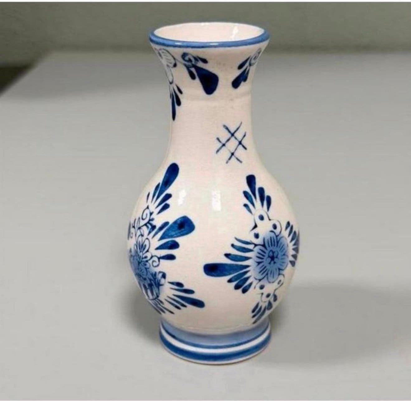 Delfts blauw aardewerk kleine vaas vaasje faience decoratie, Ophalen of Verzenden