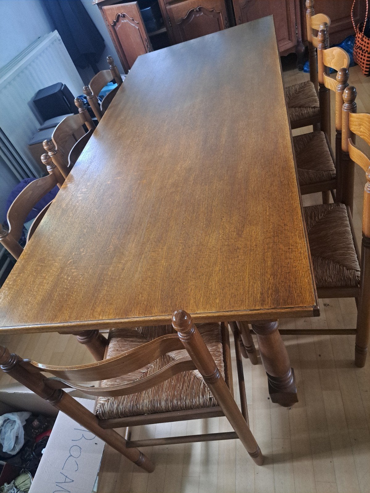 Table en bois et 7 chaises, Ophalen, Gebruikt, Bois, 6 tot 8 stoelen