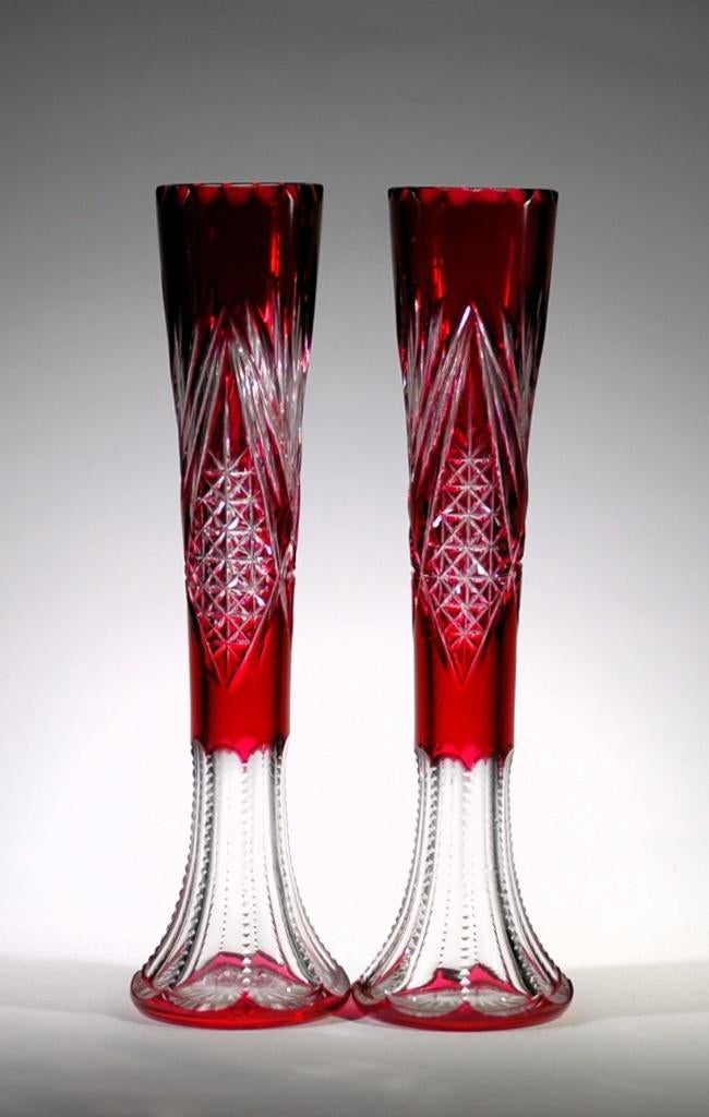 VAL SAINT LAMBERT - 2 VASES SOLIFLORE - VSL, Antiek en Kunst, Ophalen of Verzenden