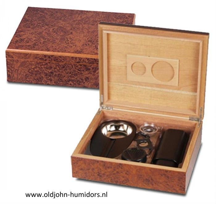MERK HUMIDOR STARTSET GIFTSET ASBAK LEREN KOKER KNIPPER  h75, Verzenden, Nieuw, Tabaksdoos of Verpakking