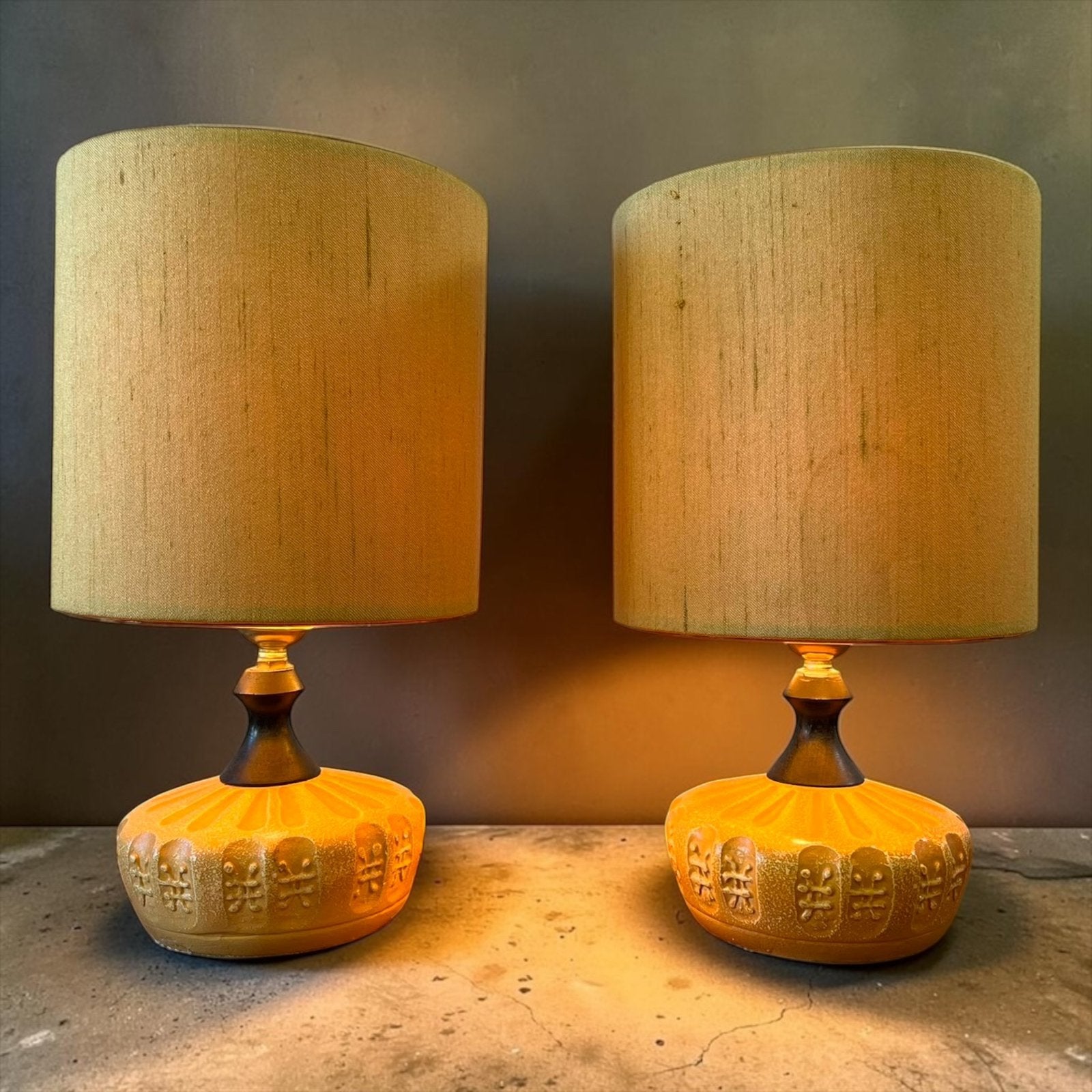 Set van 2 vintage keramieken tafellampen / lampadaires, Antiek en Kunst, Ophalen