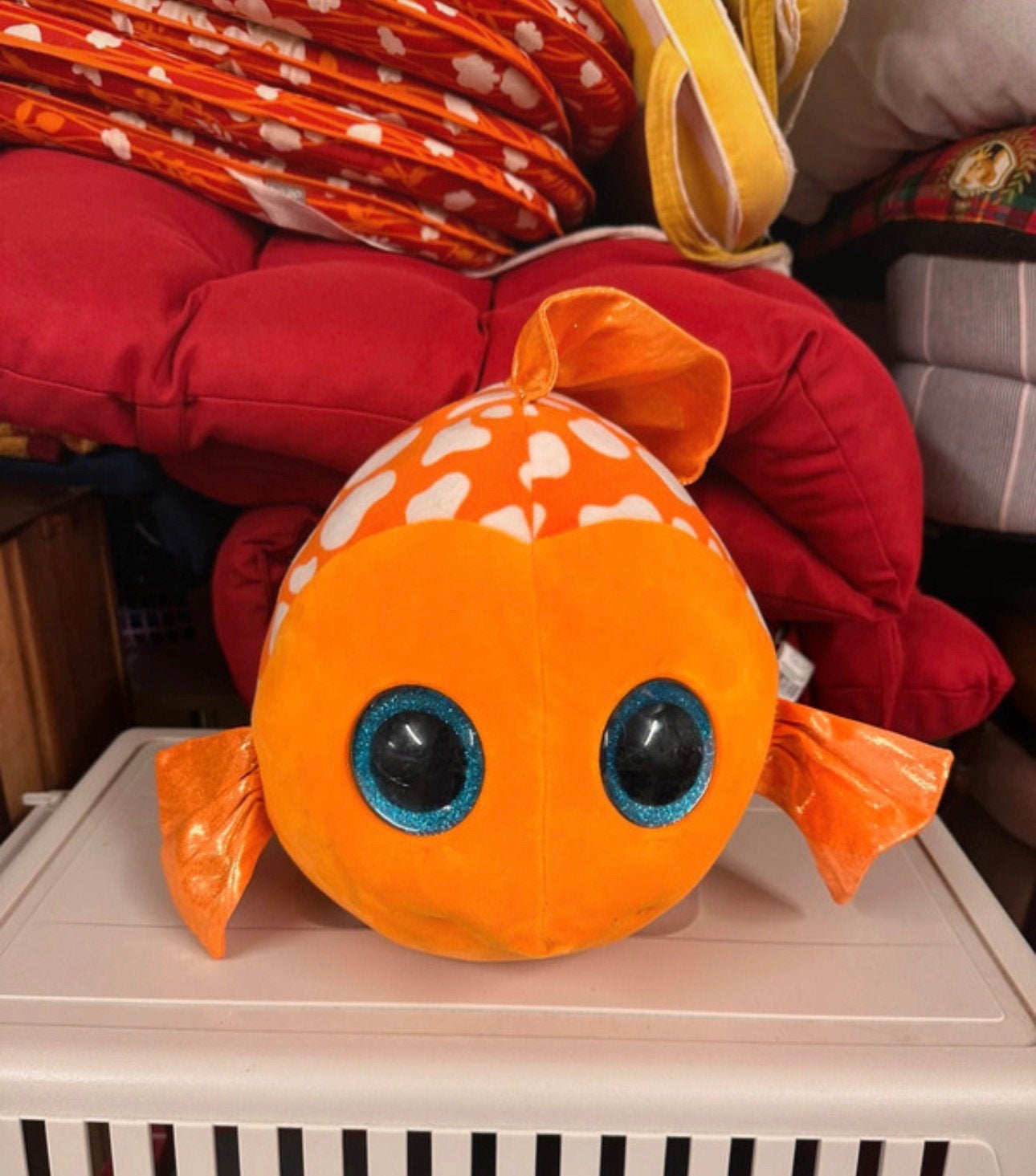 Peluche doudou gros yeux poisson, Enlèvement ou Envoi, Comme neuf, Autres types, Autres marques