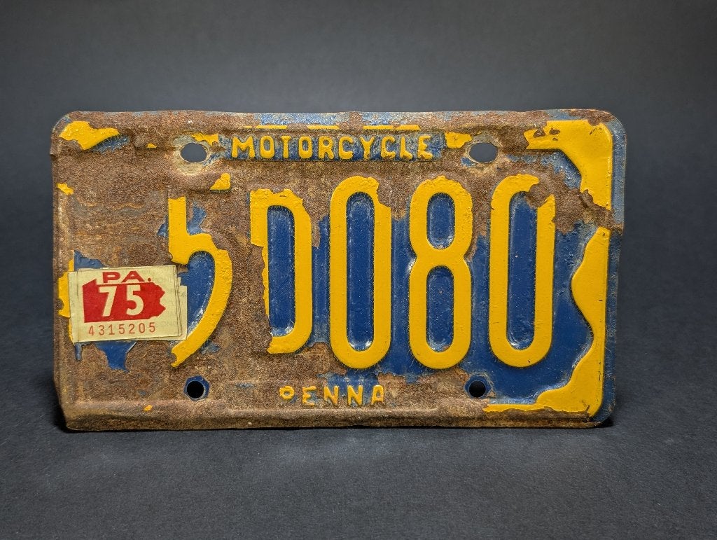 Pennsylvania Lisence Plate 1975 (USA), 18 cm, Bleu, Métal, Objet de décoration