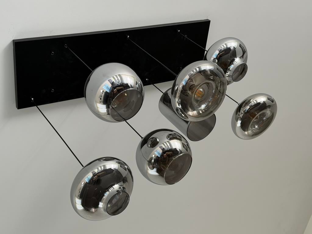 Lampe suspendue design de luxe - aspect verre fumé/chrome, Enlèvement, Comme neuf, Verre