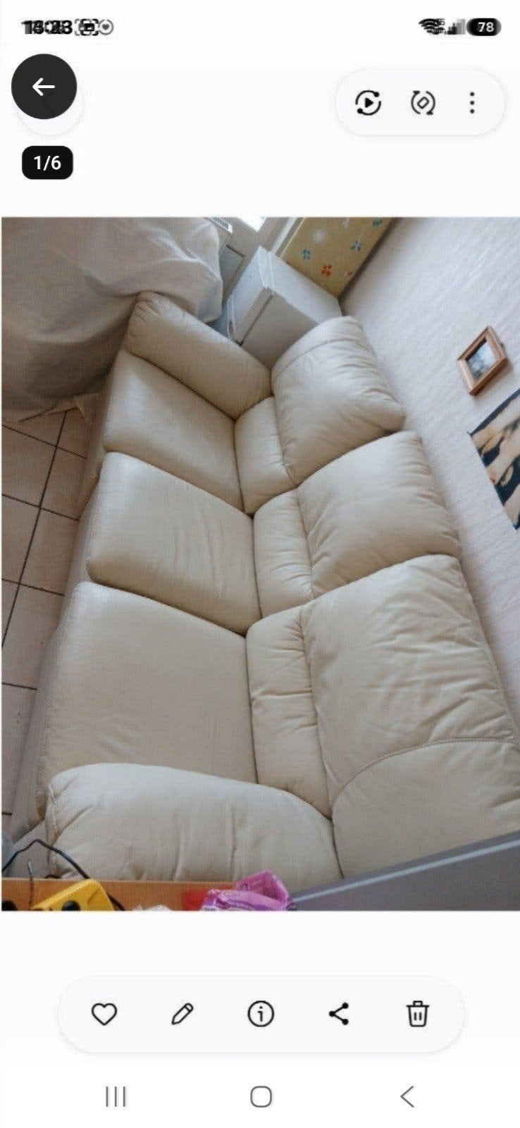 Salon cuir blanc + 2 relax pieds + table verres PRIX 500 EUR, Enlèvement, Cuir