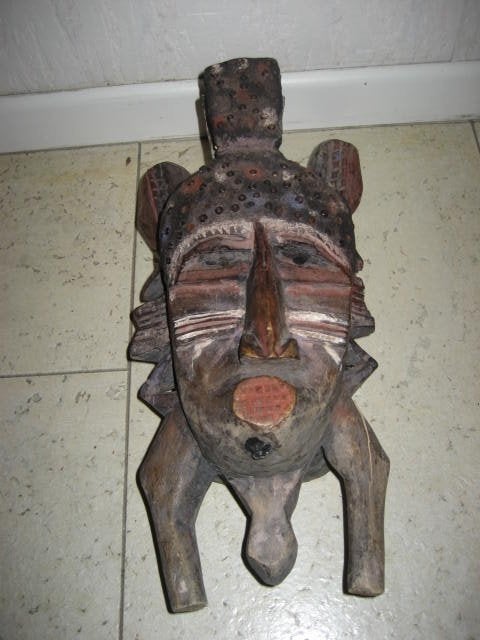 afrikaans beeld en pijp antiek, Antiek en Kunst, Ophalen, 20 - 50 cm, Beeld, Hout