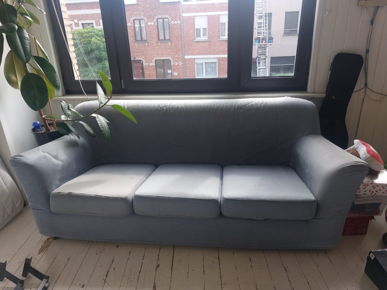 Zetel Ikea  4 zit jeans blauw GRATIS, Ophalen, Gebruikt, 75 tot 100 cm, Rechte bank