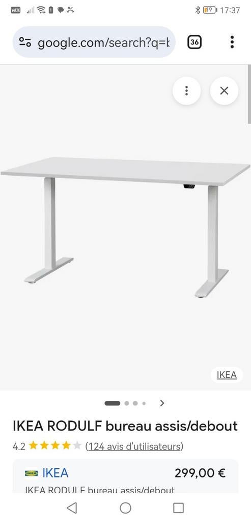 Bureau assis/debout Ikea Rodulf, Enlèvement, Réglable en hauteur, Comme neuf