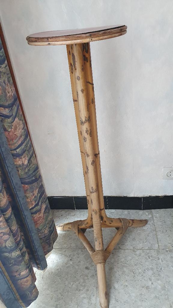 Retro bamboo plantenstaander met Tafel, Rond, Enlèvement, Utilisé, 60 cm ou plus