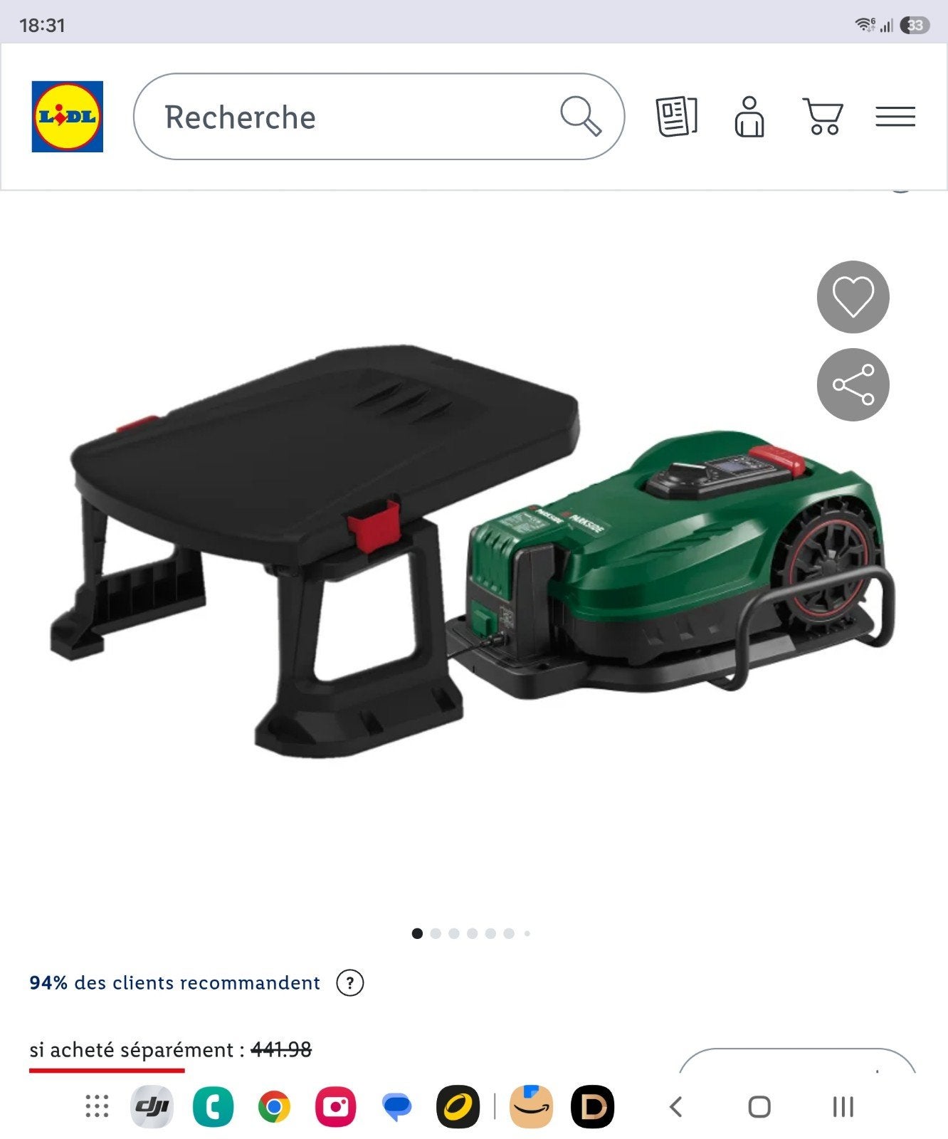 tondeuse robot avec abris, Enlèvement