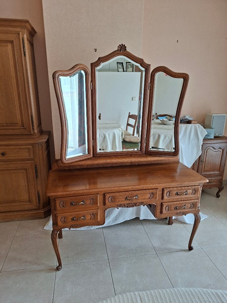 Kaptafel/make-up-tafel – massief eik – Rococo-stijl, Ophalen, Zo goed als nieuw