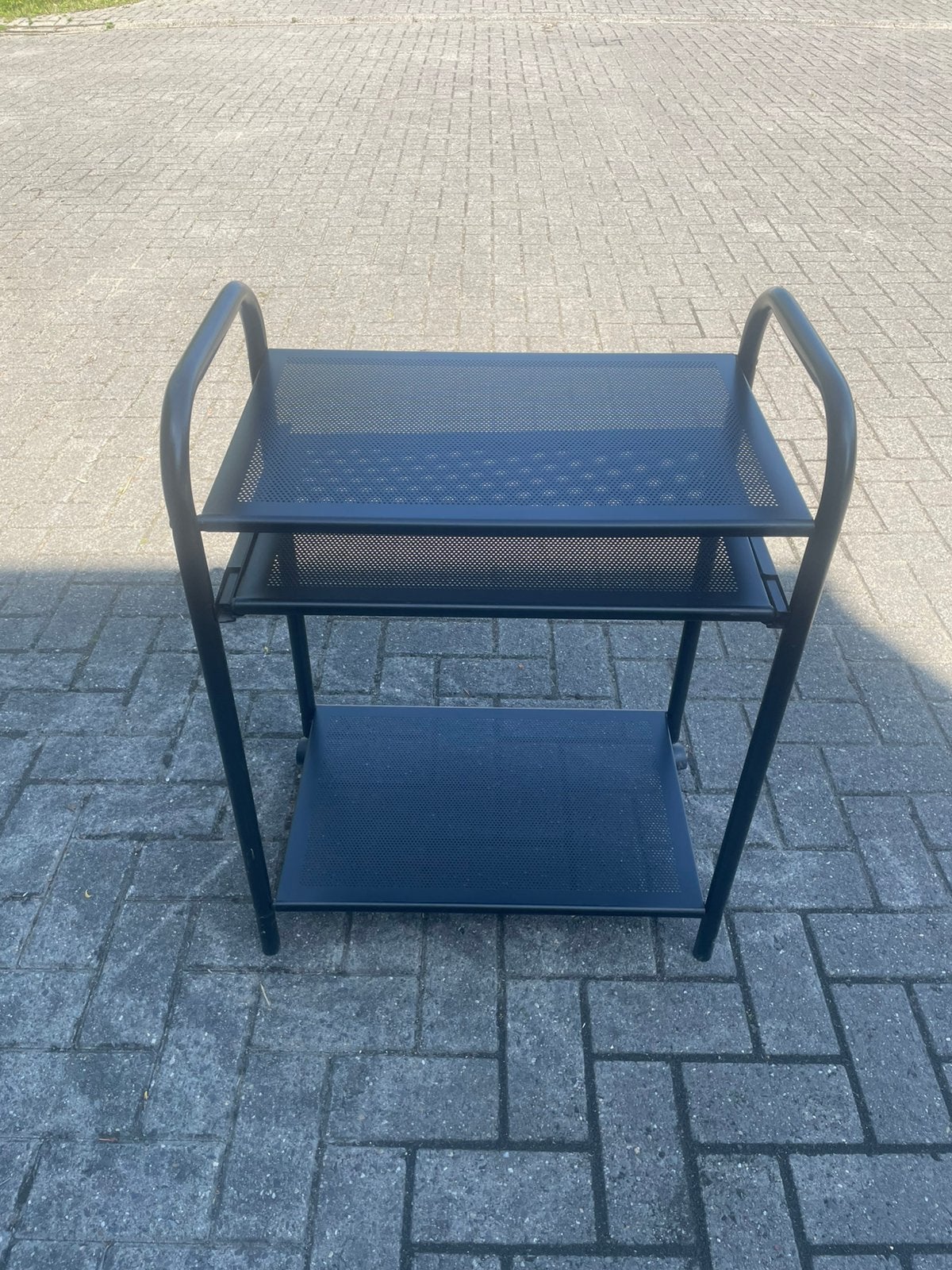 Zwarte serveerwagen / bar cart op wieltjes – 3 niveaus, Enlèvement
