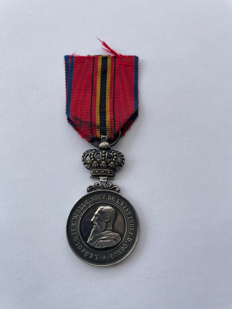 Medaille Congo echt zilver reddersmedaille leopold II, Verzamelen, Militaria | Tweede Wereldoorlog, Ophalen of Verzenden