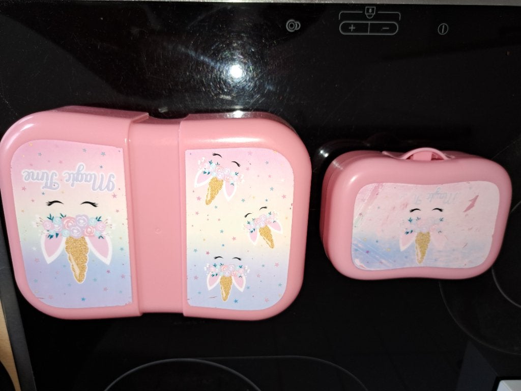 Brooddoos + gratis snackdoosjemeisjes unicorn, Diversen, Schoolbenodigdheden, Ophalen of Verzenden, Zo goed als nieuw