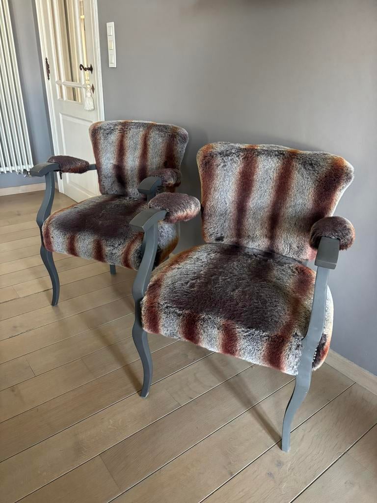 2 fauteuils fourrure, Enlèvement, Bois