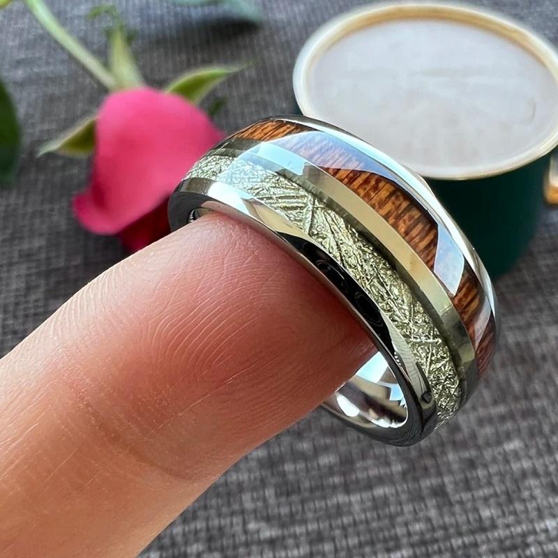 Trouwringen wolfraam - Leah Diverse maten, Handtassen en Accessoires, Ringen, Nieuw, Dame of Heer, Overige kleuren, Overige materialen
