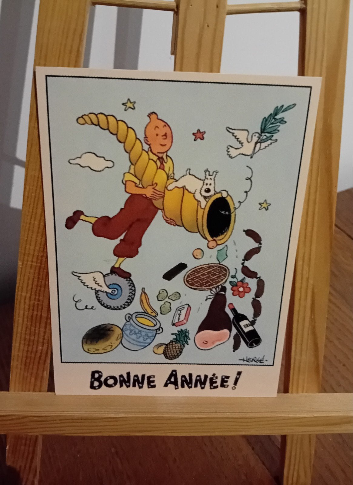 Tintin 008: prachtige kaart genaamd „sneeuw”, heruitgegeven, Verzenden, Kuifje, Zo goed als nieuw, Plaatje, Poster of Sticker