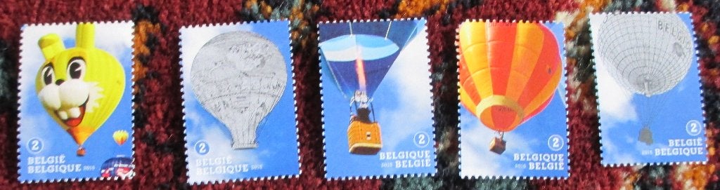5 x nummer 2 luchtballonnen, Luchtvaart, Frankeerzegel, Ophalen of Verzenden, Zonder stempel