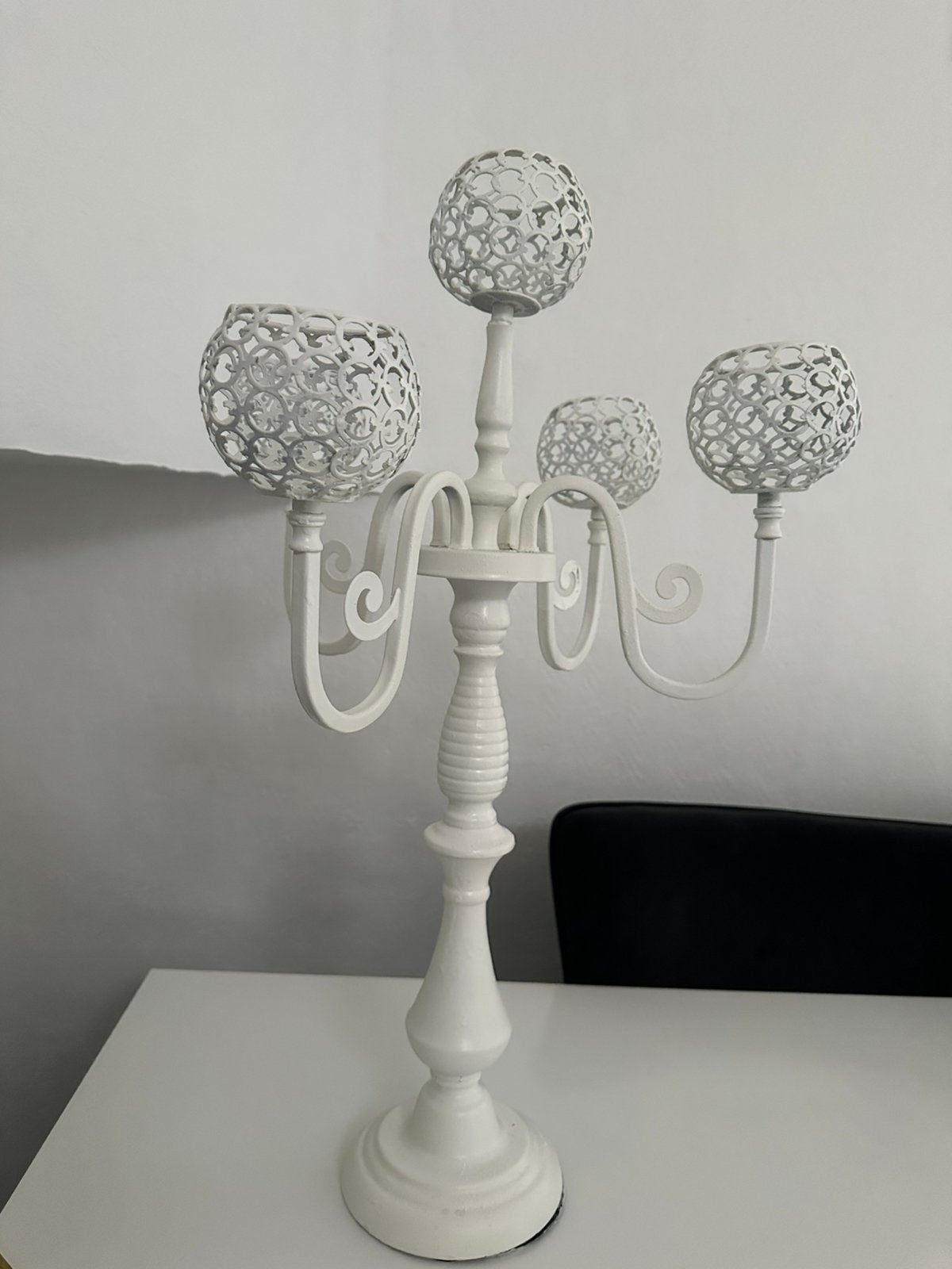 Grote witte 5 armige kandelaar, Antiek en Kunst, Ophalen