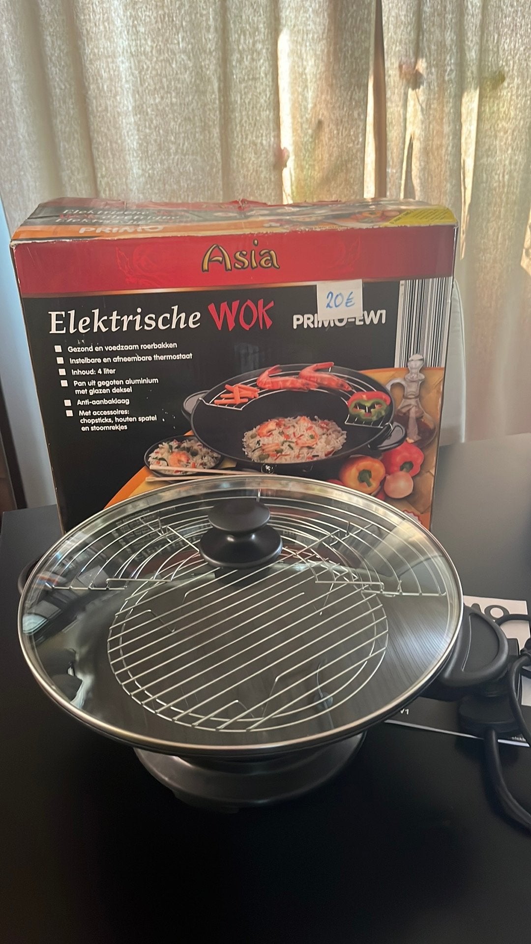 Wok électrique, Huis en Inrichting, Keuken | Potten en Pannen, Ophalen, Met deksel, Aluminium, Zo goed als nieuw