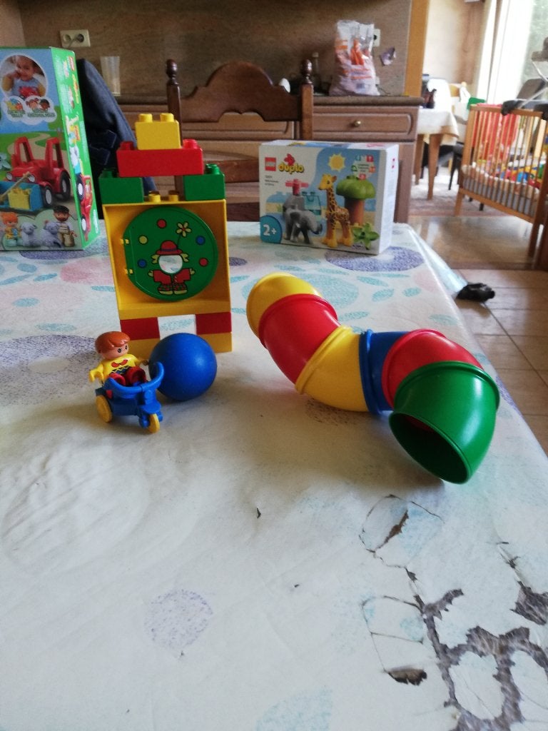 duplo Tunnel glijbaan+fiets&popje vintage, Ophalen of Verzenden, Zo goed als nieuw, Duplo