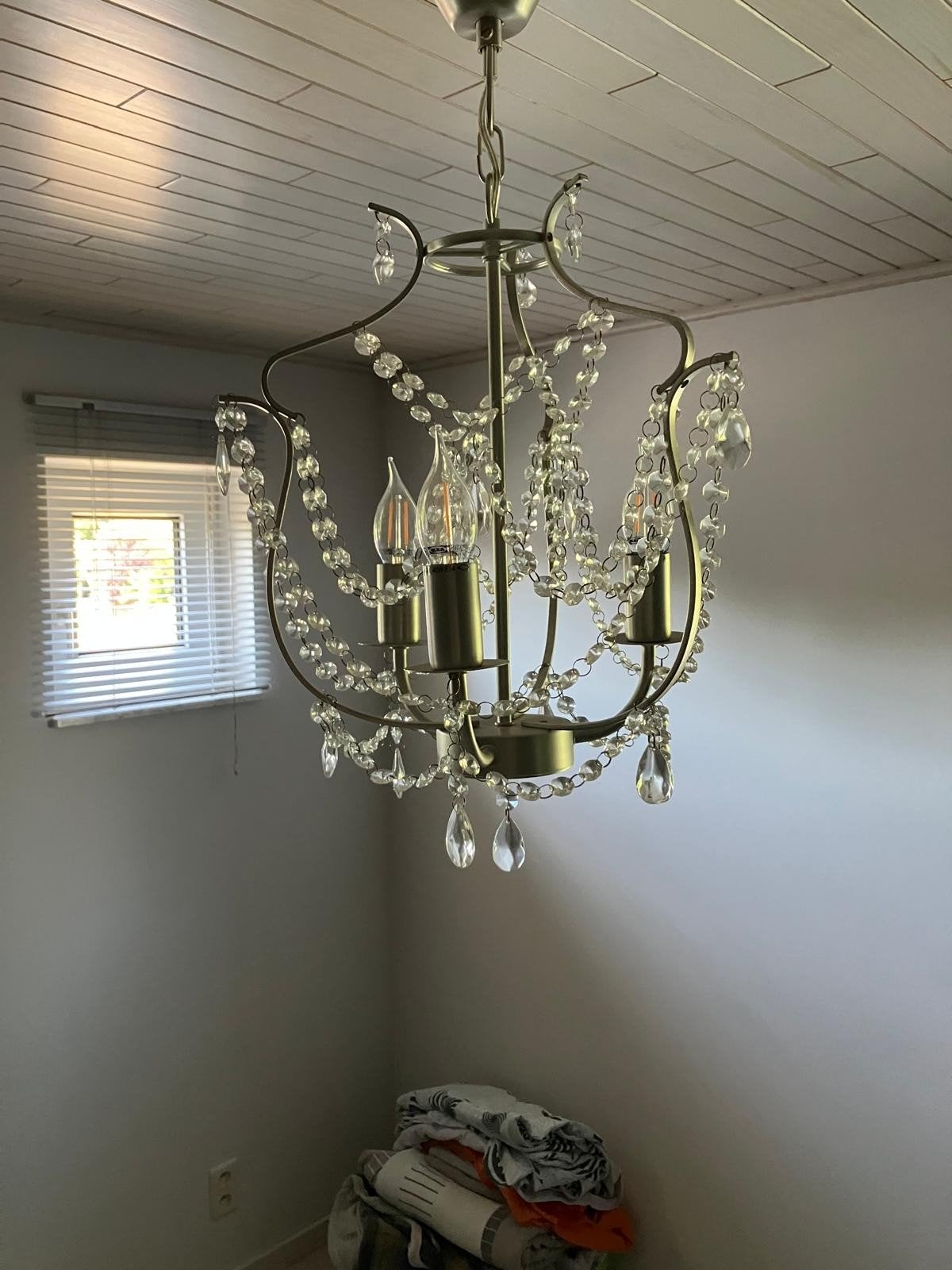 IKEA Kristaller Luster – 3-arms Zilverkleurig (Inclusief LED, Ophalen