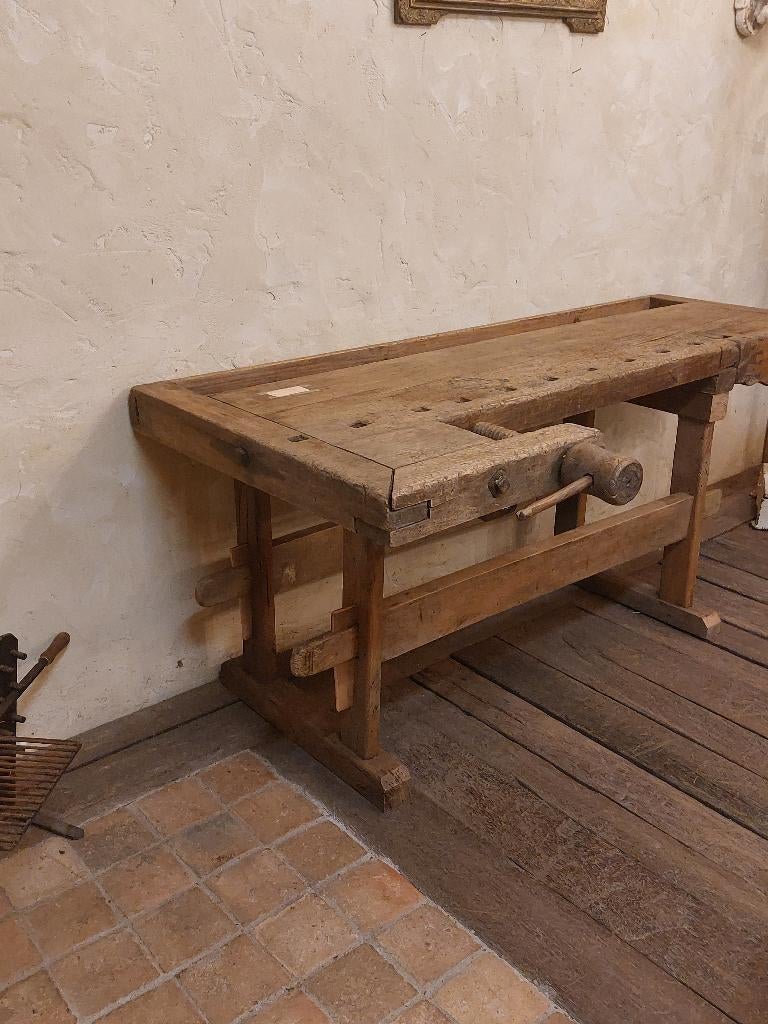 grand ancien établi en bois, ancienne table d'appoint, Enlèvement