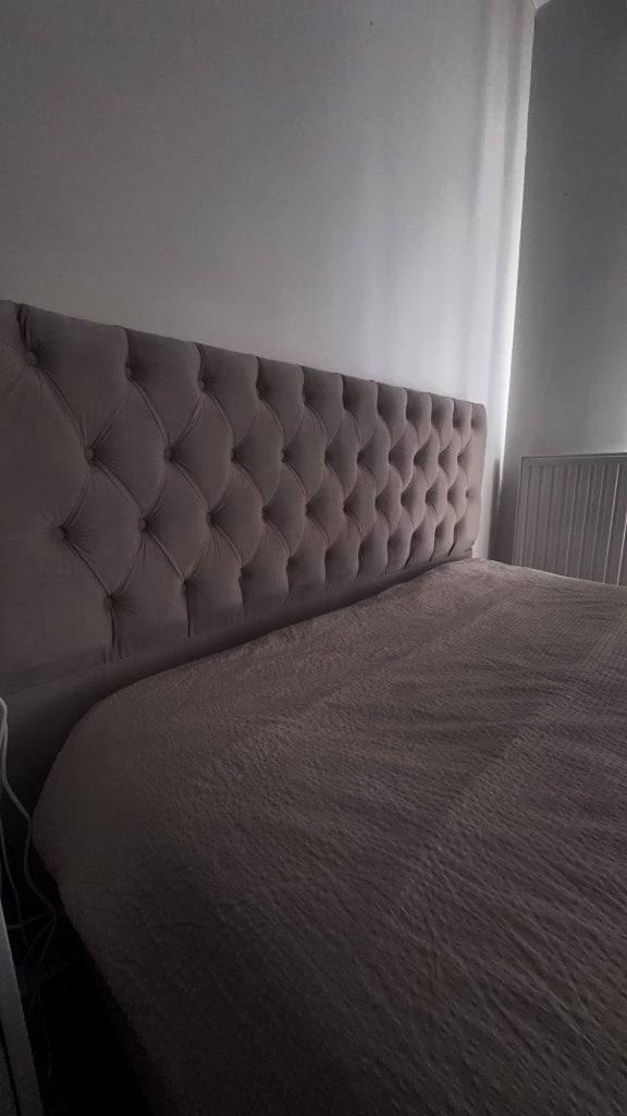 Lit avec matelas 1m60, Tissu, Comme neuf, Enlèvement, Autres dimensions