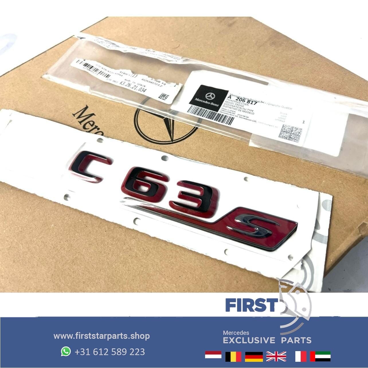 W206 C63 C63s ROOD AMG LOGO EMBLEEM  E PERFORMANCE LETTERS M, Arrière, Utilisé, -, -
