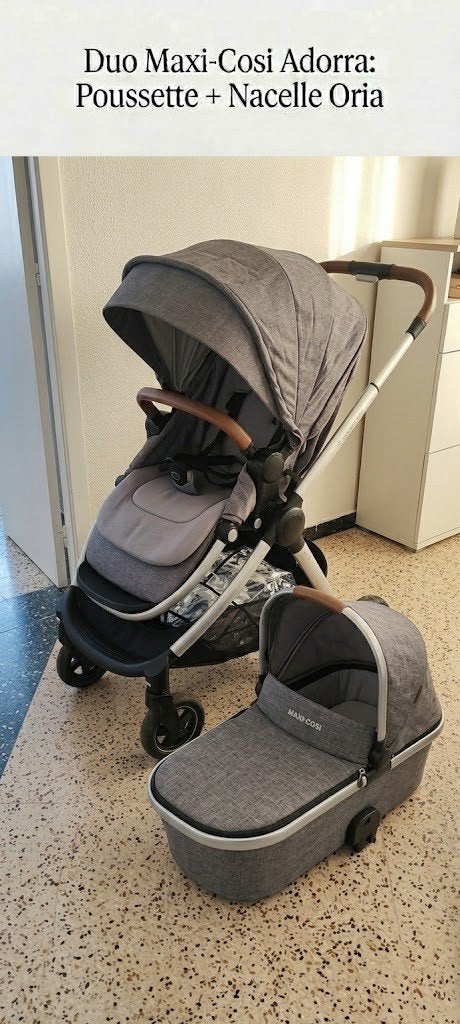 Poussette Maxi-Cosi Adorra – Nacelle Oria + Assise, Enfants & Bébés, Avec nacelle, Enlèvement, Utilisé, Poussette