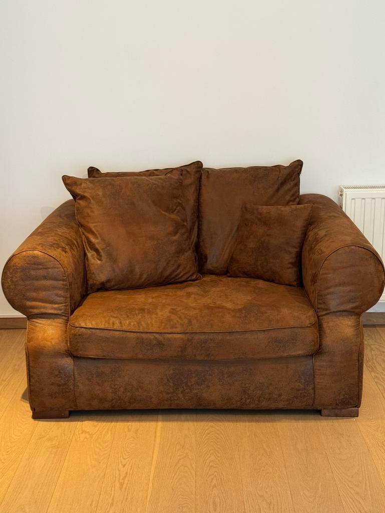 1,5 persoonszetel / loveseat - bruin, Autres dimensions, 100 à 125 cm, Rustiek, 150 à 200 cm