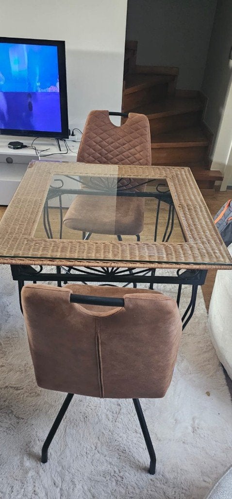 Table avec 4 chaises, Maison & Meubles, Cinq personnes ou plus, 150 à 200 cm, 50 à 100 cm, Comme neuf