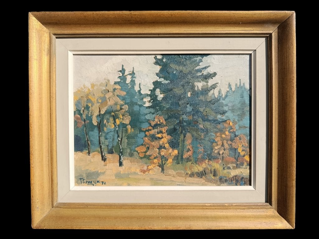 POSWICK P. (1928-1978) "Bel Automne en Ardenne", HSP., Enlèvement ou Envoi, Peinture à l'huile, Panneau, Paysage