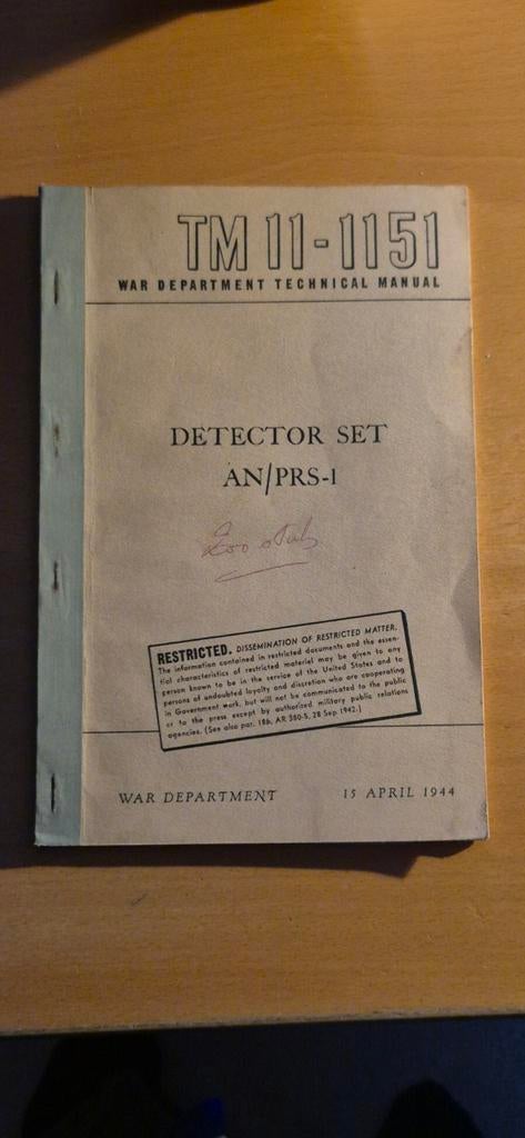 TM 11-1151 detector set AN/PRS-1 1944, Verzenden