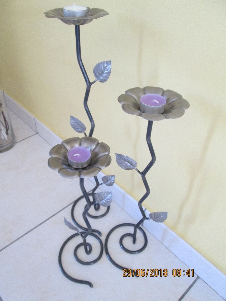 Bougeoirs, lot de 3, en fer forgé sur pied Design., Neuf, Autres marques, Enlèvement, Métal