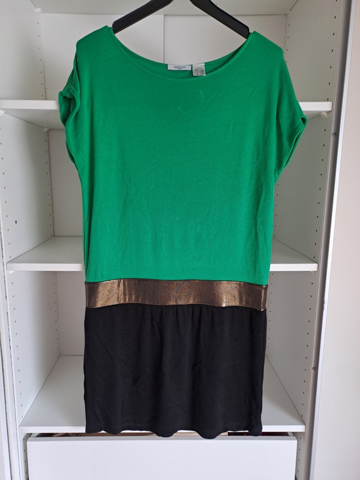 Mt 38-40 Groene, koperen, zwarte korte jurk, Maat 38/40 (M), La Redoute, Ophalen of Verzenden, Gedragen