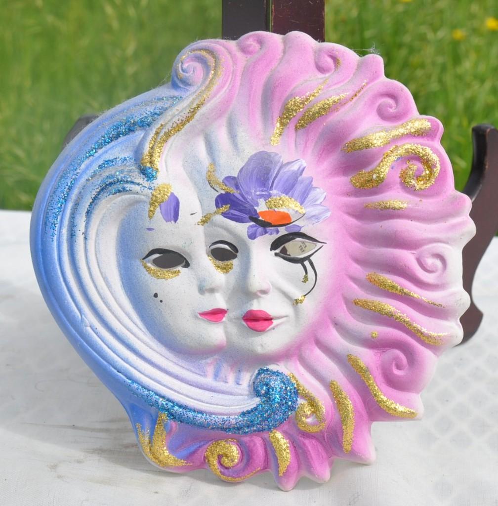 petit masque style venitien en platre, Objet de décoration, Comme neuf, 15 cm, Pierre/céramique