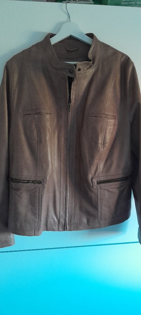 Leder jasje, Kleding | Dames, Jasjes, Kostuums en Pakken, Ophalen, Lamont Nuyttens, Beige, Maat 42/44 (L)
