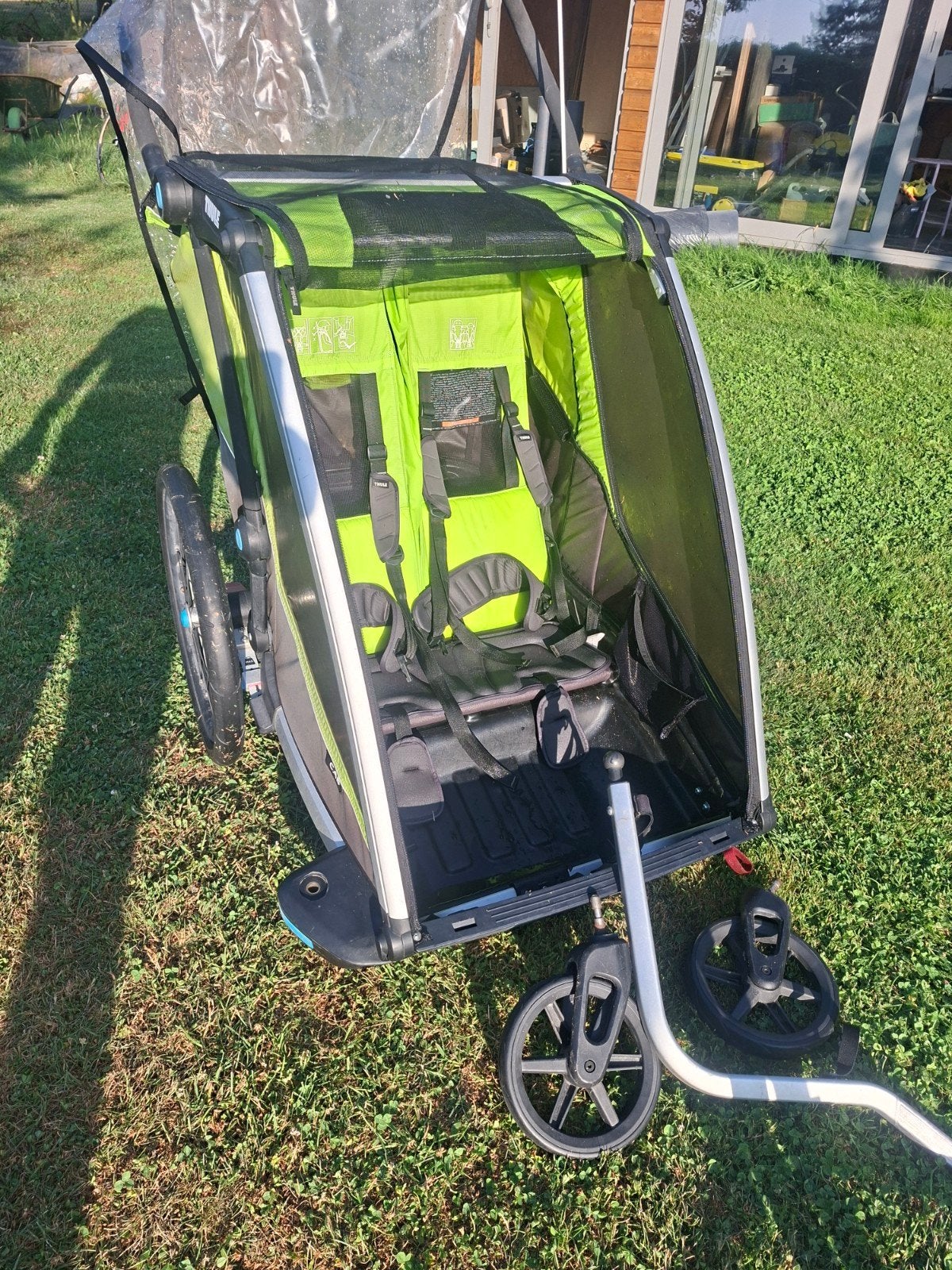 Thule fietskar chariot cab 2 kinderen, Fietsen en Brommers, Fietsaccessoires | Aanhangwagens en Karren, Ophalen