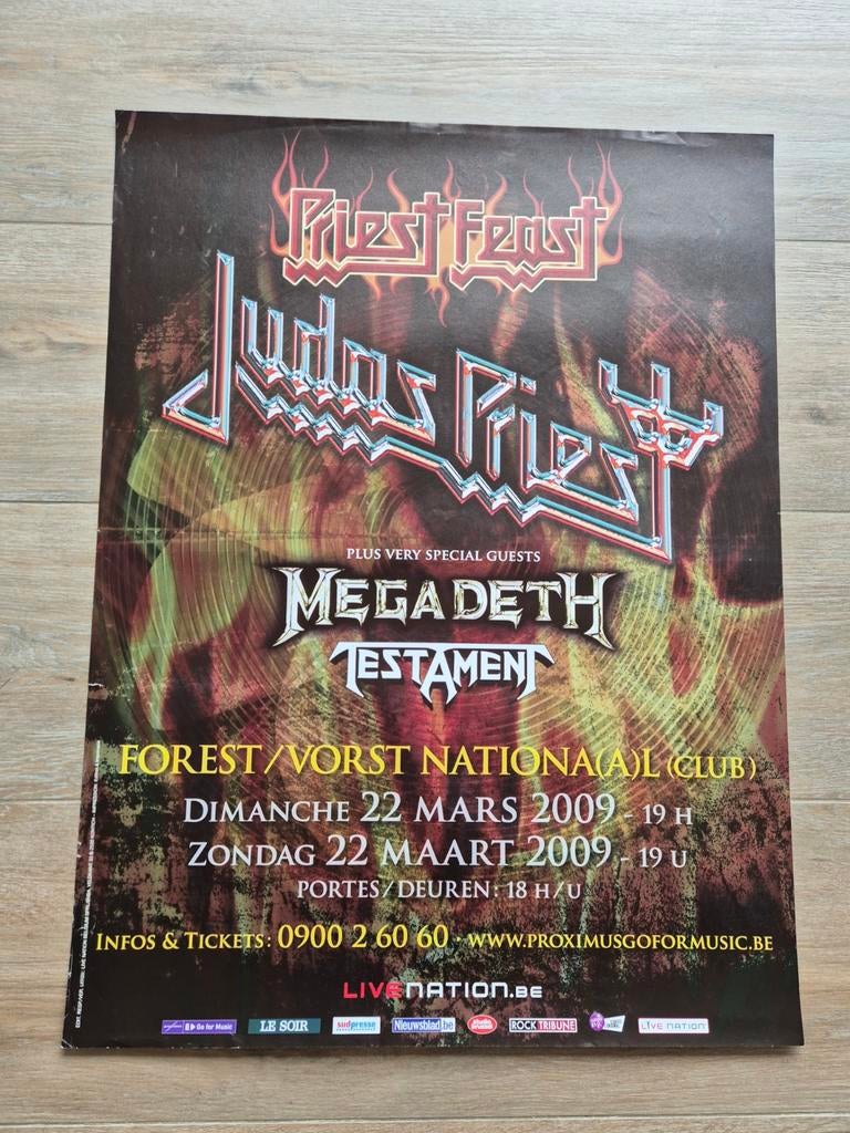 Affiche du concert Judas Priest -Megadeth- Testament 2009, Enlèvement ou Envoi, Comme neuf, Musique