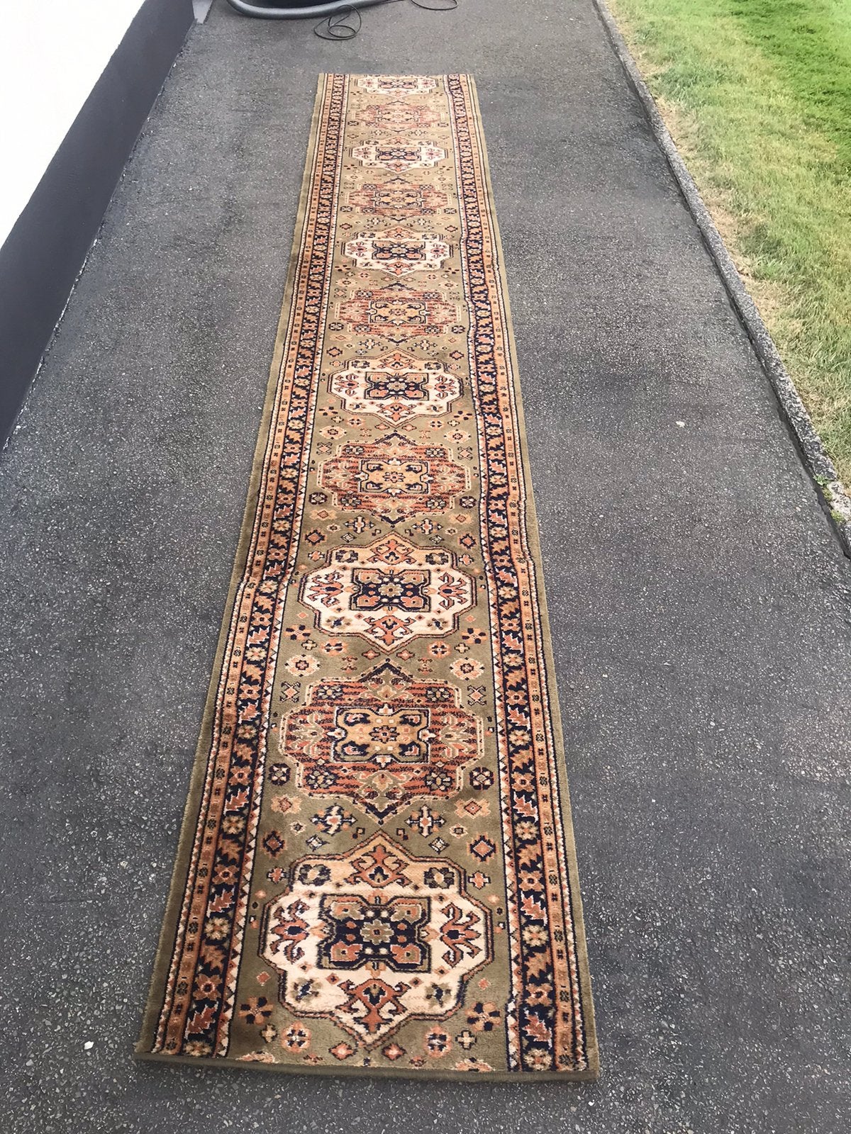 Tapijt loper hoofdkleur groen, Huis en Inrichting, Stoffering | Tapijten en Vloerkleden, Ophalen, Gebruikt, Groen, 200 cm of meer