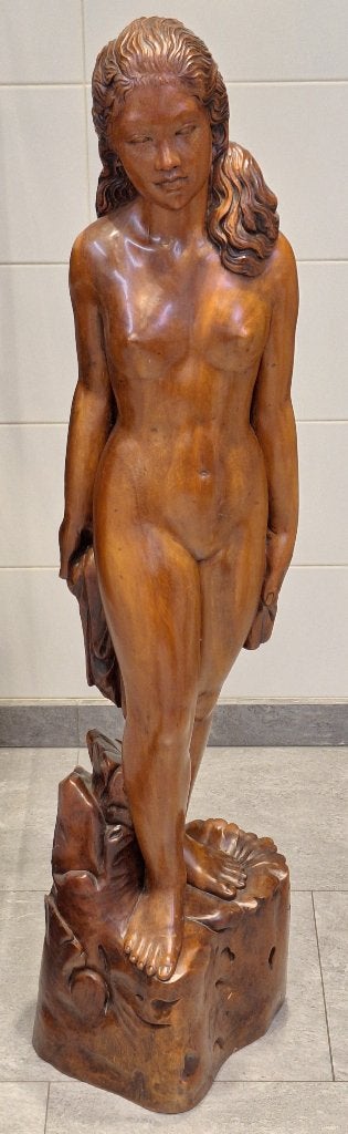 Javaans beeld vrouwelijk naakt, Statue, Bois, 1 mètre - 2 mètres, Asie