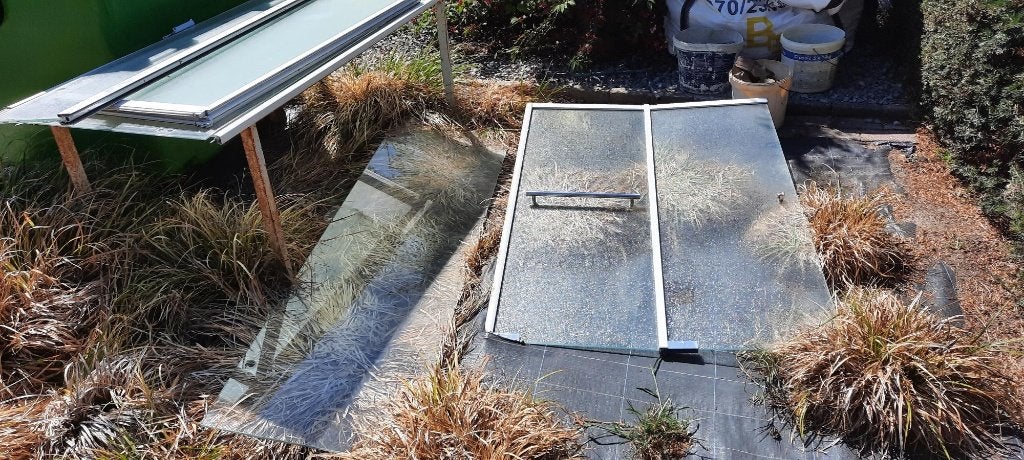 Glazen douche panelen voor serre, Ophalen, Glas, Gebruikt, Overige materialen