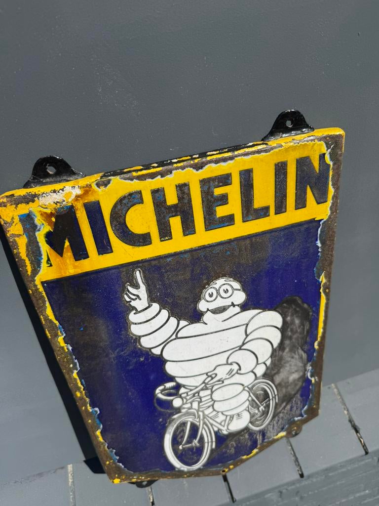 MICHELIN oud emaille reclamebord, Verzamelen, Ophalen of Verzenden, Gebruikt, Reclamebord