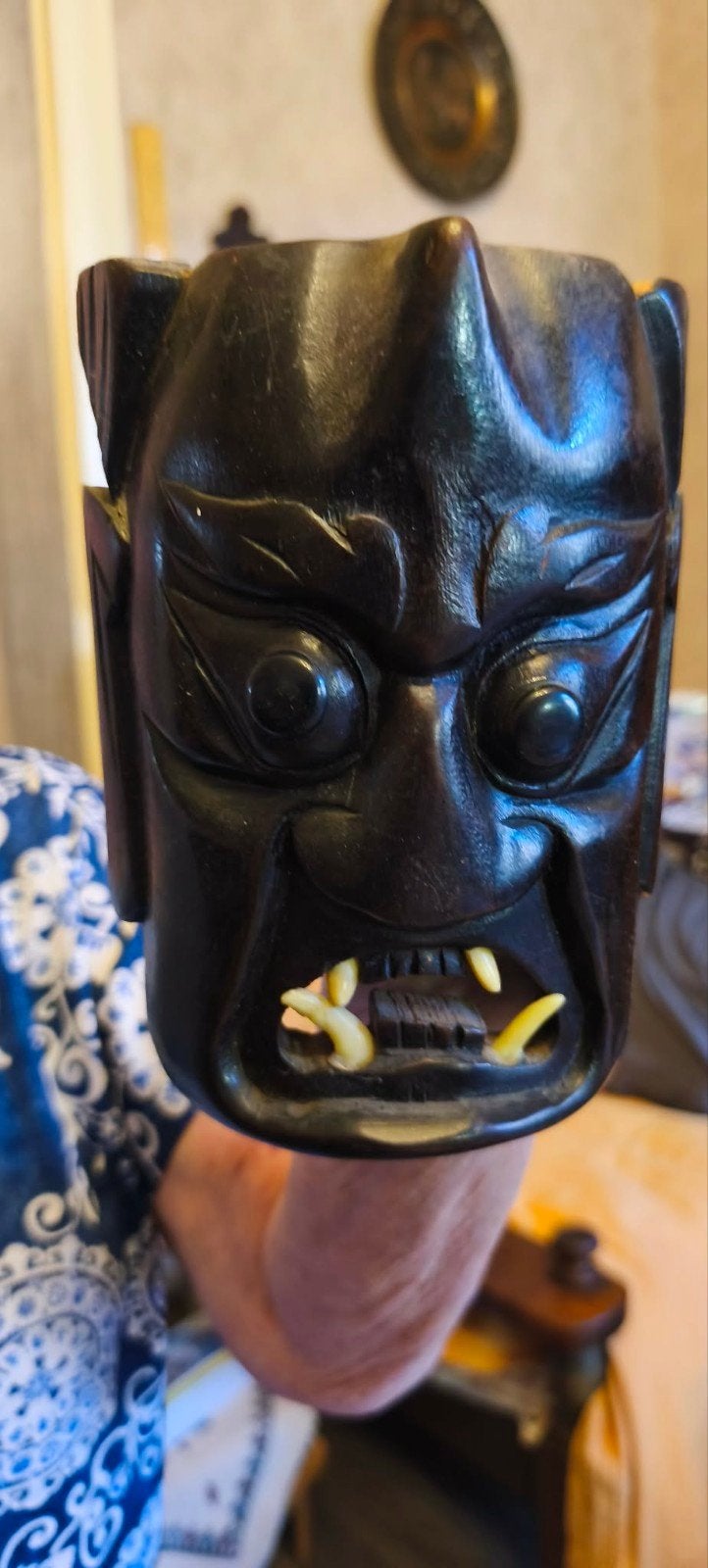 Gesneden houten masker, Antiek en Kunst, Ophalen, Hout, Masker