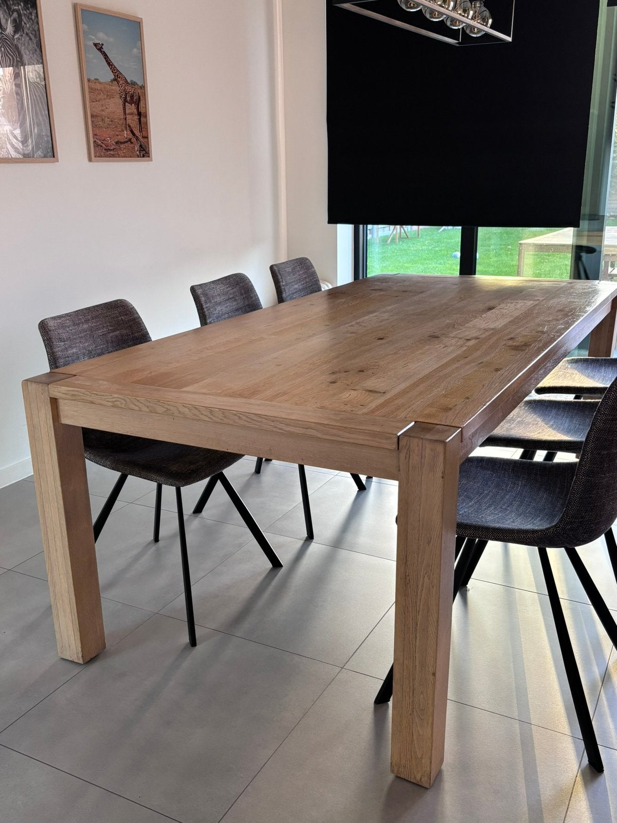 Landelijke vol eiken tafel + 6 stoelen, Huis en Inrichting, Ophalen, Gebruikt, 100 tot 150 cm, Eikenhout