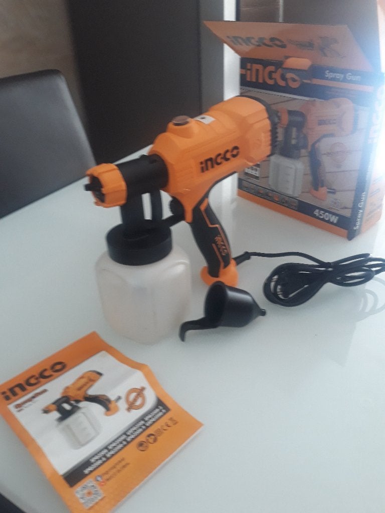 INGCO 450W verfpistool, Doe-het-zelf en Bouw, Schildersmaterialen, Ophalen of Verzenden, Zo goed als nieuw, Verfspuit of Verfpomp