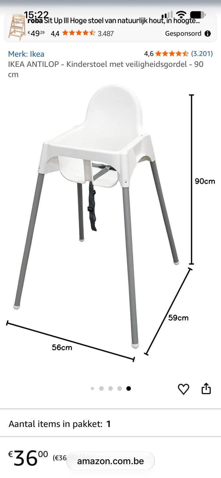 3 Stoelen IKEA met blad, Ophalen, Zo goed als nieuw