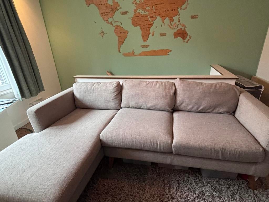 Zetel driezit met longchair grijs, Ophalen, Gebruikt, Stof